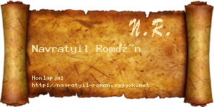 Navratyil Román névjegykártya